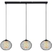 LINDBY Cedrice Pendelleuchte Black/White - , Cedrice, dimmbar, Schwarz, für Wohnzimmer, Metall, Vintage