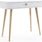Bettso Schminktisch Konsolentisch mit Schublade auf hohen Holzbeinen für Schlafzimmer, Jugendzimmer 90 x 80 cm IKON Weiß