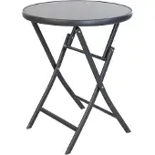 Linder Exclusiv GmbH Klappbarer Bistrotisch rund mit Glasplatte 70 cm, aus Metall Rahmen Dunkelgrau, Glasplatte Grau, tempered glass