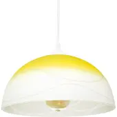 Licht-Erlebnisse Pendelleuchte Gelb Weiß E27 Ø 30 cm Glas Retro Hängeleuchte Küchenlampe