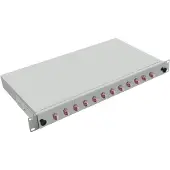 Helos LWL 19" Breakoutbox mit 12x LC Duplex Kupplungen OM4, grau