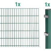 Alberts Doppelstabmattenzaun - Anbauset, Höhe 160 cm, Länge 2 m, grün, zum Einbetonieren