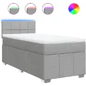 vidaXL Boxspringbett mit Matratze Hellgrau 90x200 cm Stoff