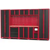Feistos , Werkstatteinrichtung "Juno 15", schwarz/rot, 330 x 46 x 198 cm (B x T x H), 2 Hochschränke