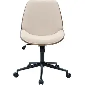 Miliboo - Bürostuhl mit Rollen aus Holz und strukturiertem Samteffekt in Beige DOUGLAS