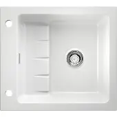 NABER 1091001 Einbauspüle PickUP E mit Premium-Drehexzentergarnitur, ab 600 mm Schrankbreite, Keramik, Weiß glänzend