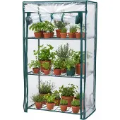 Relaxdays Balkon Gewächshaus, 1er Pack, PVC-Folie, Stahl, HxBxT: 80 x 46 x 24 cm, Tomatenhaus 3 Etagen, grün/transparent