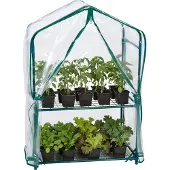 Relaxdays Balkon Gewächshaus, 1er Pack, PVC-Folie, Stahl, HxBxT: 95 x 59 x 39 cm, Tomatenhaus 2 Etagen, grün/transparent