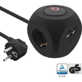 InLine Charging Cube, 3x Schutzkontakt, 2x USB-C, 2x USB-A, schwarz, 2m, 2 m, Drinnen, Gerade, Schwarz, 1 AC-Ausgänge, 220 - 250 V