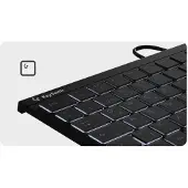 Keysonic KSK-5011ELC (DE) Mini Tastatur, Hintergrundbeleuchtung, integrierter Nummernblock, Combo, schwarz, Kabelgebunden, USB, Membran Key Switch, QWERTZ, LED, Schwarz
