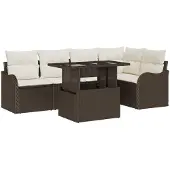 vidaXL Gartensofa-set 6 stk. Braun Poly Rattan