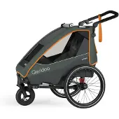 Qeridoo Lynix 1 - Kinderfahrradanhänger für 1 Kind, Farbe: Forest Green