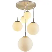 LINDBY Heleska 5 Round Pendelleuchte Opal/Nickel - , Heleska, dimmbar, Grau, für Wohnzimmer, Metall, Modern