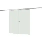 Inova Doppelflügelige Glasschiebetür 151 x 203,5 cm, satiniertes Glas, Komplettset mit Griffmuschel, ohne Softclose