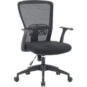 Dmora Bürostuhl Devonport, Mesh-Arbeitsstuhl mit Armlehnen, Ergonomischer Bürositz, 60x64h98/108 cm, Schwarz