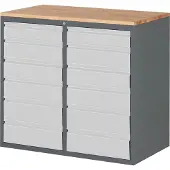 Stier Schubladenschrank Premium mit 12 Schubladen und Buchentop BxTxH 1145x650x1035 mm
