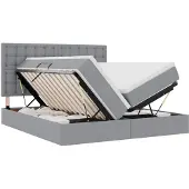 vidaXL Aufbewahrungsbett mit Kopfteil Hellgrau 200 x 200 cm Stoff