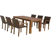 Garden Pleasure Sitzgruppe Topeka, coffee Kunststoff, Holz, 7-teilig