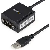 StarTech.com .com 1.8m 1-Port FTDI USB auf Seriell RS232 Adapter, USB zu RS232 DB9 Adapterkabel mit COM Retention, TAA-Konform, DB-9, USB 2.0 A, 0,2 m, Schwarz