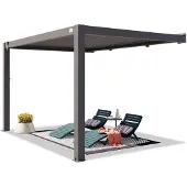PRIMEYARD 3x4 m Anbaupergola in Anthrazit, mit Lamellendach in anthrazit - (400141)