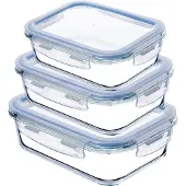 Kadax Set Lebensmittelbehälter aus Glas mit Deckel Box Lunchbox 3x