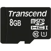 Transcend 8GB microSDHC Class 10 UHS-I, 8 GB, MicroSDHC, Klasse 10, MLC, 90 MB/s, Class 1 (U1)