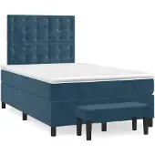 vidaXL Boxspringbett mit Matratze Dunkelblau 120x200 cm Samt