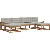 vidaXL Outdoor-Sofagarnitur mit Kissen 6 pcs Natürlich und Hellgrau