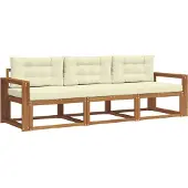vidaXL Outdoor-Sofagarnitur mit Kissen 3 pcs Natur und Creme
