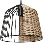 Ledvance Decor Cage Bell Pendelleuchte im Industrial Style, schwarz/braun, Käfig-Gehäuse aus Metall und Rattan, E27 Fassung, 260 mm Durchmesser, einfache Montage, Leuchtmittel nicht inkludiert