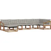 vidaXL Outdoor-Sofagarnitur mit Kissen 7 pcs Natürlich und Hellgrau