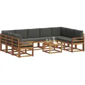 vidaXL Outdoor-Sofagarnitur 10 stk. Natur und Anthrazit