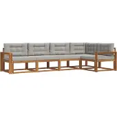 vidaXL Outdoor-Sofagarnitur mit Kissen 5 pcs Natürlich und Hellgrau