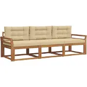 vidaXL Outdoor-Sofagarnitur mit Kissen 3 pcs Natur und Beige