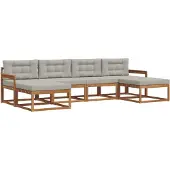 vidaXL Outdoor-Sofagarnitur mit Kissen 6 pcs Natürlich und Hellgrau