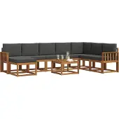 vidaXL Outdoor-Sofagarnitur 9 stk. Natur und Anthrazit