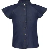 Dreimaster Women Blouse in navy denim | Gr.: XL