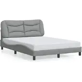 vidaXL Bettgestell ohne Matratze "Hvar" Hellgrau 140x190 cm Stoff