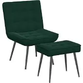 vidaXL Relaxsessel mit Hocker Dunkelgrün Samt