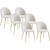 Vente-unique Stuhl 6er-Set - Bouclé-Stoff & Metall - Weiß - MELBOURNE