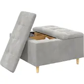 vidaXL Aufbewahrungsottomane mit Kissen Hellgrau 80 x 80 x 45 cm Samt