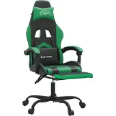 vidaXL Gaming-Stuhl mit Fußstütze Schwarz und Grün Kunstleder