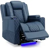 COMHOMA Elektrisch Relaxsessel TV-Sessel mit Massagefunktion, LED-Lichtern, Fernbedienung, Aufbewahrungstasche und 2 Getränkehaltern.