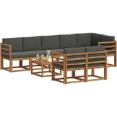 vidaXL Outdoor-Sofagarnitur 9 stk. Natur und Anthrazit