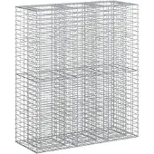 Syfax Gabionen Hochbeet 2 pcs Silber 130 x 50 x 150 cm