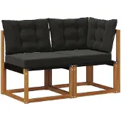 vidaXL Outdoor Mittel- und Ecksofa mit Kissen 2 Stück Natur