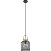 Eglo ROUNDHAM Hängeleuchte Hängelampe Pendellampe Pendelleuchte - H110 x Ø22cm - schwarz, messing-gebürstet - 1X40W exkl. - IP20