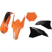 Ufo Verkleidungskit PLAST 5-teilig Verkleidungssatz Kunststoff für KTM SX SX-F Racing 125 - 450 ccm Bj. 2007 - 2010, Farbe:orange / schwarz