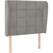 Syfax Kopfteil mit Ohren Hellgrau 93x23x118/128 cm Samt