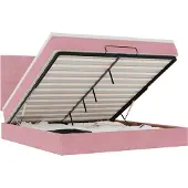 Syfax Ottoman-Bett mit Matratzen & LEDs Rosa 160x200 cm Samt